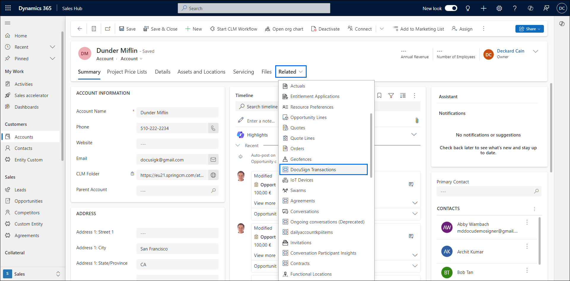 Use the DocuSign Transactions Menu to Track Agreements