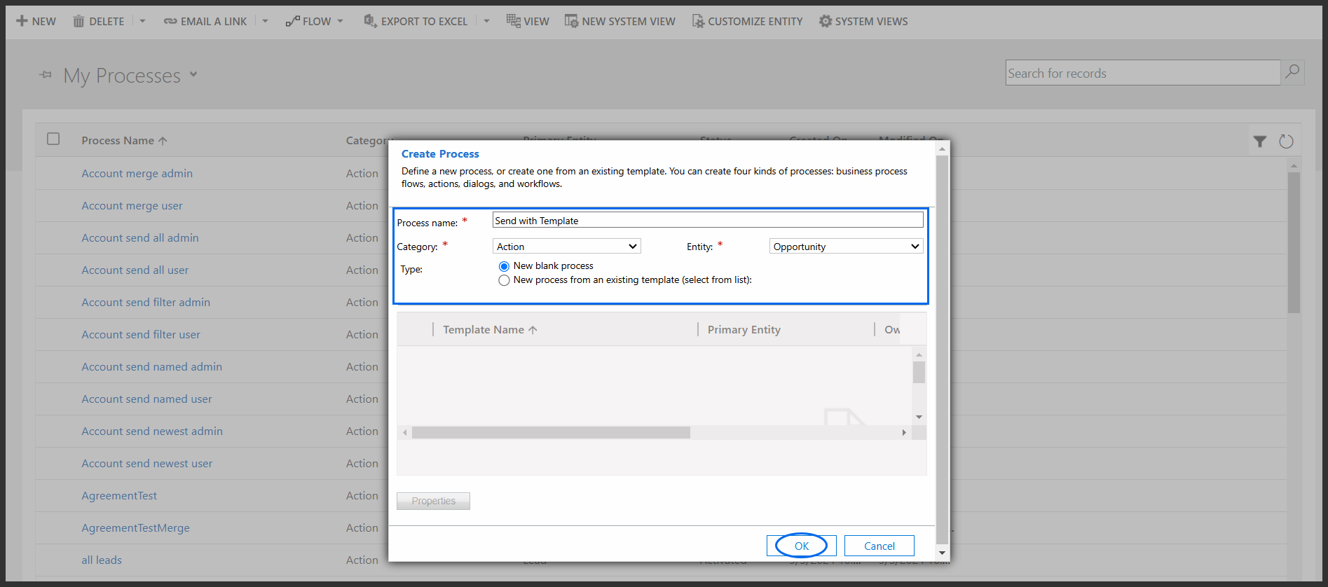 Process List Button Add Custom Buttons to Send Documents with a Template