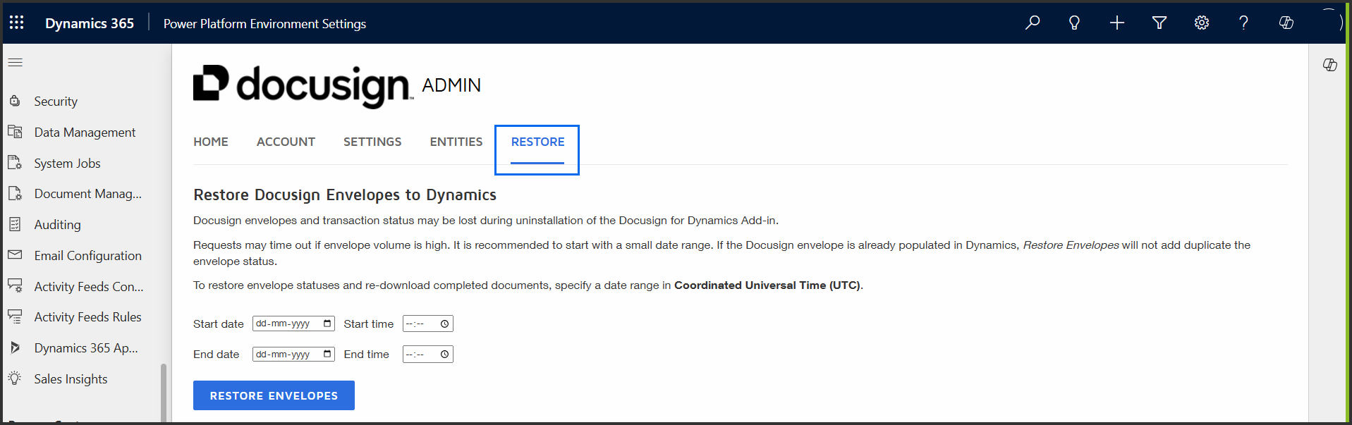 Docusign Functionality Track Agreements and Restore Envelopes