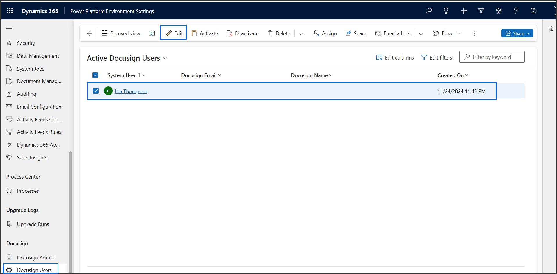 Add and Update Dynamics 365 User Records from the Docusign Users Table