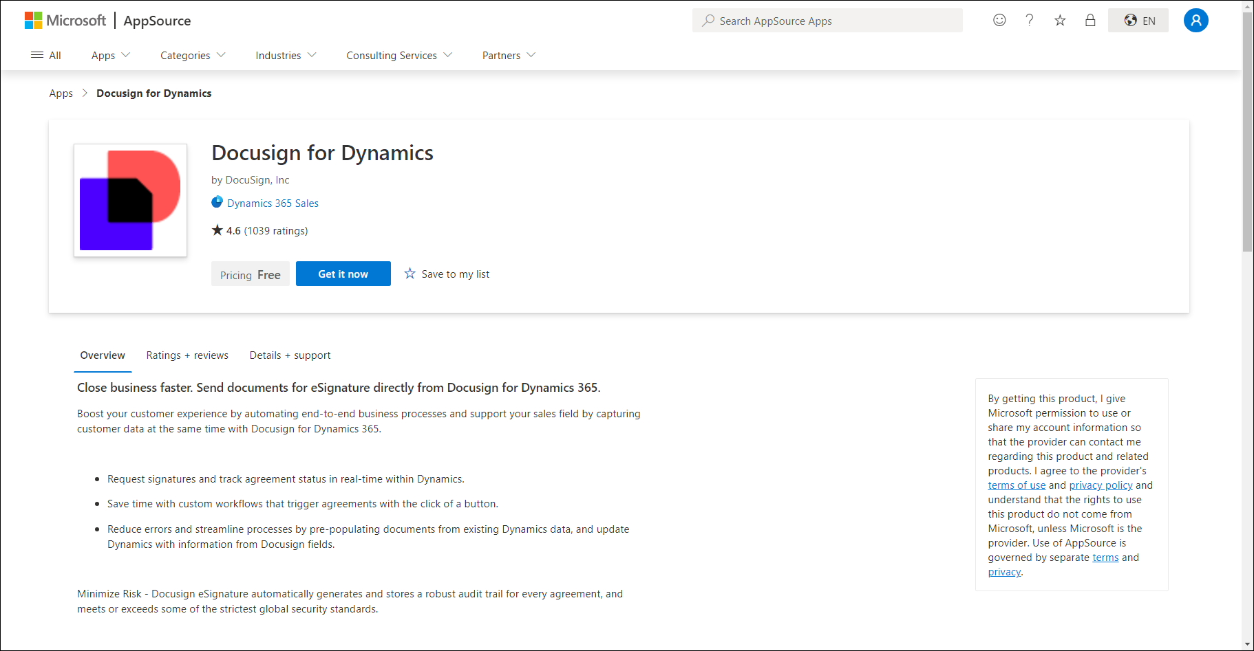 Install Docusign for Microsoft Dynamics 365