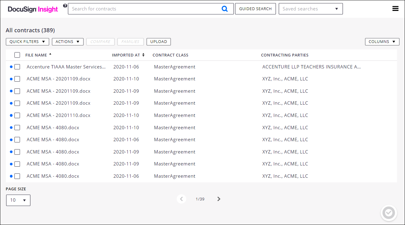 Overview of Contracts View