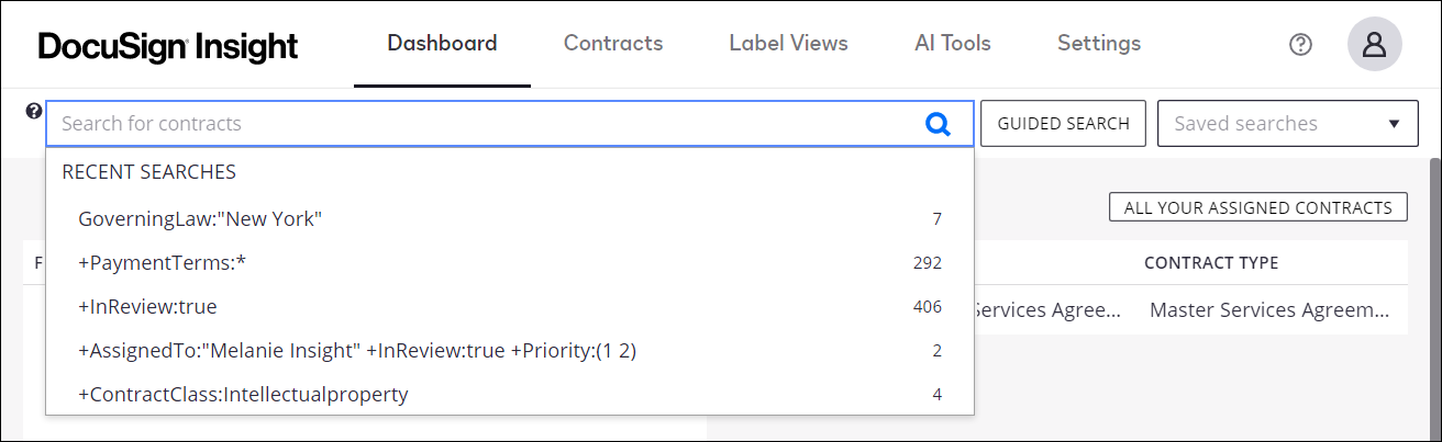 Perform a Basic Search to Locate Relevant Contracts in DocuSign Insight
